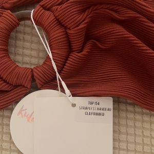 KULANI KINIS Clay Ribbed Strapless Bandeau Top